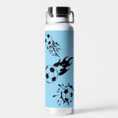 Modern Monogram Soccer Lover Blue Black Trinkflasche (Rückseite)