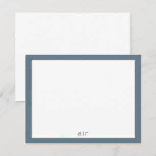 Modern Monogram Staubblau Mitteilungskarte