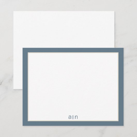 Modern Monogram Staubblau Mitteilungskarte (Vorne/Hinten)