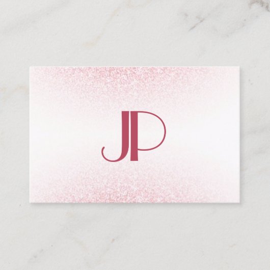 Modern Monogram Template Rose Gold Glitzer Visitenkarte (Vorderseite)