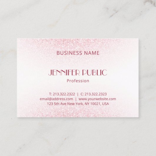 Modern Monogram Template Rose Gold Glitzer Visitenkarte (Rückseite)