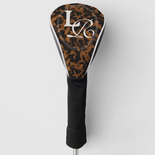 Modern Monogram Tortoise Shell Print Golf Headcover (Vorderseite)