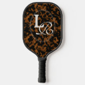 Modern Monogram Tortoise Shell Print Pickleball Schläger (Rückseite)