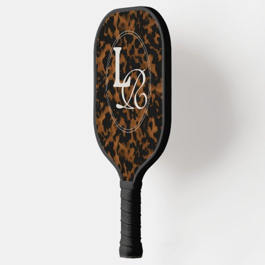 Modern Monogram Tortoise Shell Print Pickleball Schläger (Links)