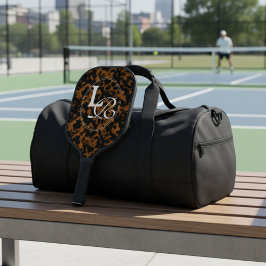 Modern Monogram Tortoise Shell Print Pickleball Schläger