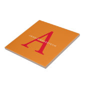 Modern Monogram Trendy Orange Red Fliese (Seite)