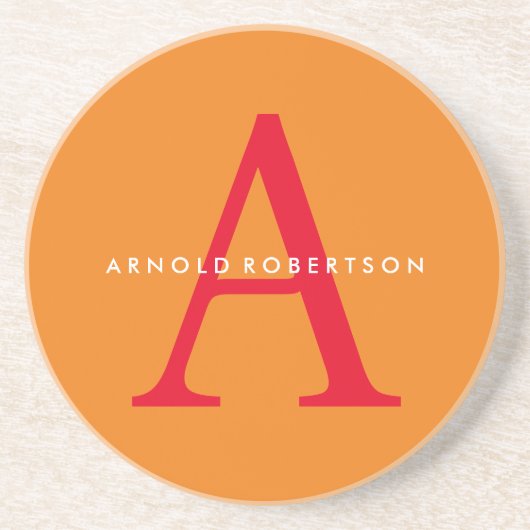 Modern Monogram Trendy Orange Red Getränkeuntersetzer (Vorne)