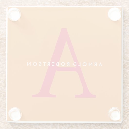 Modern Monogram Trendy Orange Red Glasuntersetzer (Rückseite)