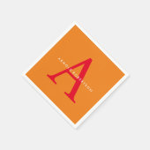 Modern Monogram Trendy Orange Red Serviette (Ecke)