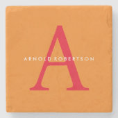 Modern Monogram Trendy Orange Red Steinuntersetzer (Vorderseite)