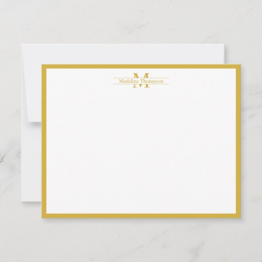 Modern Monogram Typografy Gold Border Note Card Mitteilungskarte (Vorderseite)