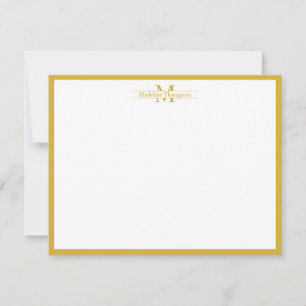 Modern Monogram Typografy Gold Border Note Card Mitteilungskarte