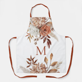 Modern Monogram Ursprünglich Terracotta Florals Schürze