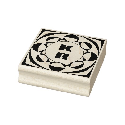 Modern Monogram Vertical Initials Art Stamp Gummistempel (Stempel)