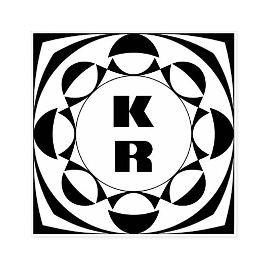 Modern Monogram Vertical Initials Art Stamp Gummistempel (Prägung)