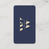 Modern Monogram W Initial Beruflich Dark Blue Visitenkarte (Vorderseite)