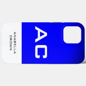 Modern Monogram White Blue Schlicht Case-Mate iPhone Hülle (Rückseite (Horizontal))