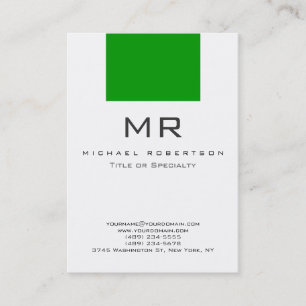 Modern Monogram White Green Clean Business Card Visitenkarte