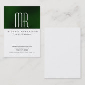 Modern Monogram White Green Clean Business Card Visitenkarte (Vorne/Hinten)