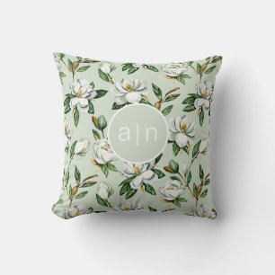 Modern Monogram White Magnolia Kissen
