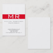 Modern Monogram White Red Business Card Visitenkarte (Vorne/Hinten)