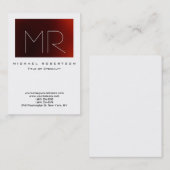 Modern Monogram White Red Large Business Card Visitenkarte (Vorne/Hinten)