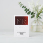 Modern Monogram White Red Large Business Card Visitenkarte (Stehend Vorderseite)