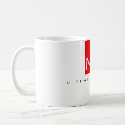 Modern Monogram White Red Minimalistisch Schlicht Kaffeetasse (Links)
