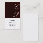 Modern Monogram White Red Schlicht Business Card Visitenkarte (Vorne/Hinten)