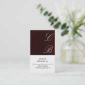 Modern Monogram White Red Schlicht Business Card Visitenkarte (Stehend Vorderseite)