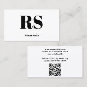 Modern Monogram White Visitenkarte (Vorne/Hinten)