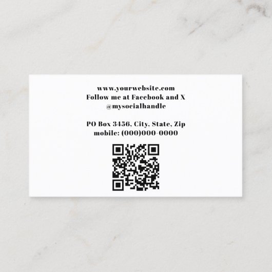 Modern Monogram White Visitenkarte (Rückseite)