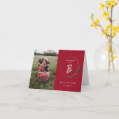 Modern Monogram Wreath Foto Christmas Karte (Gelbe Blume)