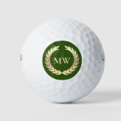 Modern Monogram Wreath Individuelle Name Golf Gree Golfball (Vorderseite)