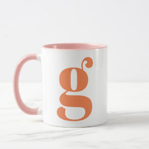 Modern Monogramm Anfangsbuchstabe Orange Pink Tasse