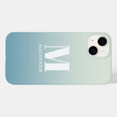 Modern Monogramm Anfangsname Aquamarin Aqua Gradie Case-Mate iPhone Hülle (Rückseite (Horizontal))