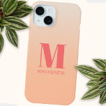 Modern Monogramm Anfangsname Aquamarin Aqua Gradie Case-Mate iPhone Hülle<br><div class="desc">Moderne Typografie minimalistisch monogramm Initialname Design,  die auf einen pfirsichfarbenen Hintergrund angepasst werden können.</div>