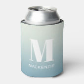 Modern Monogramm Anfangsname Aquamarin Aqua Gradie Dosenkühler (Kanne Vorderseite)