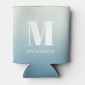 Modern Monogramm Anfangsname Aquamarin Aqua Gradie Dosenkühler (Vorderseite)