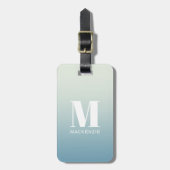 Modern Monogramm Anfangsname Aquamarin Aqua Gradie Gepäckanhänger (Vorderseite vertikal)