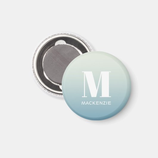 Modern Monogramm Anfangsname Aquamarin Aqua Gradie Magnet (Vorderseite/Rückseite)