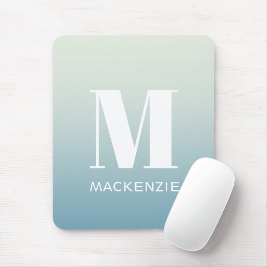 Modern Monogramm Anfangsname Aquamarin Aqua Gradie Mousepad (Mit Mouse)