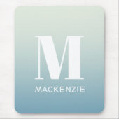 Modern Monogramm Anfangsname Aquamarin Aqua Gradie Mousepad (Vorne)