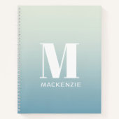 Modern Monogramm Anfangsname Aquamarin Aqua Gradie Notizblock (Vorderseite)