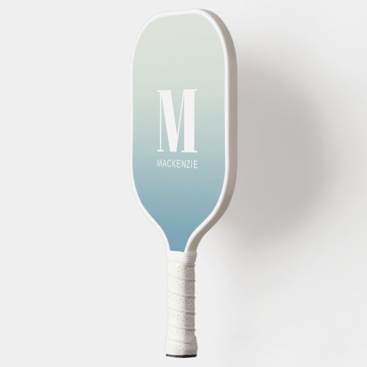 Modern Monogramm Anfangsname Aquamarin Aqua Gradie Pickleball Schläger (Links)