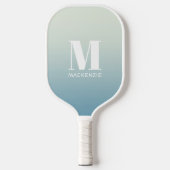 Modern Monogramm Anfangsname Aquamarin Aqua Gradie Pickleball Schläger (Vorderseite)