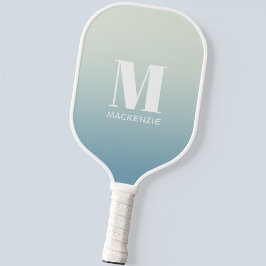 Modern Monogramm Anfangsname Aquamarin Aqua Gradie Pickleball Schläger
