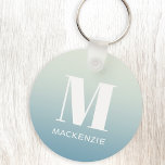 Modern Monogramm Anfangsname Aquamarin Aqua Gradie Schlüsselanhänger<br><div class="desc">Moderne Typografie minimalistisch monogramm Initialname Design,  die geändert werden können,  um personalisieren. Weiß auf einem aquamarinen Aqua-Blau-Ozean-Gefälle Hintergrund.</div>