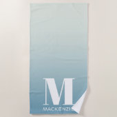 Modern Monogramm Anfangsname Aquamarin Aqua Gradie Strandtuch (Vorderseite)