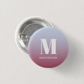 Modern Monogramm Anfangsname Pink Blue Gradient Button (Vorne & Hinten)